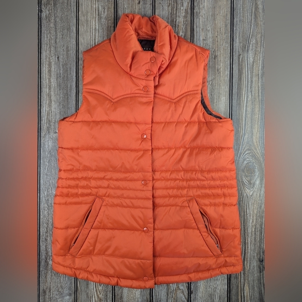 Roper Puffer Vest Size XL 14 Youth Orange Brown Lining